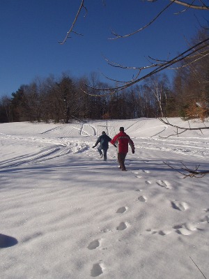 These are footprints in the snow in Montebello, Quebec.