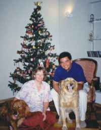 Moses, Kristin, Alvaro and Sheba, celebrating Christmas.  Santiago, Chile 1995.