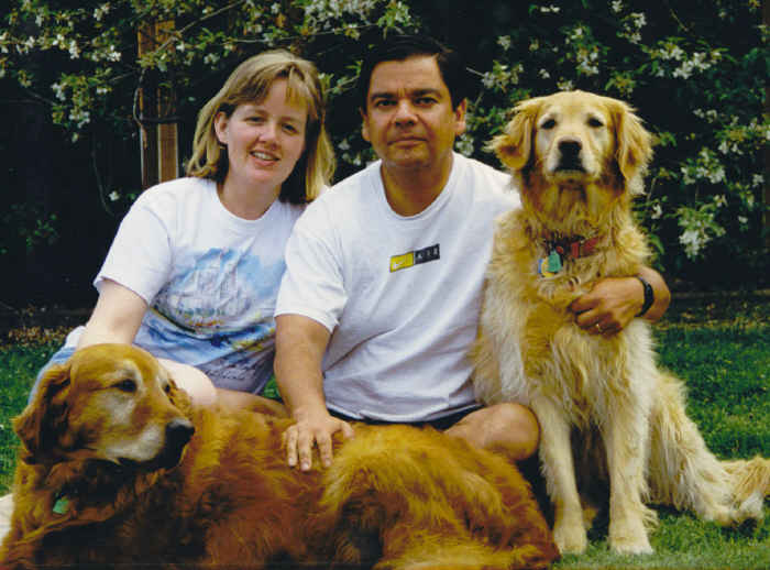 Kristin, Alvaro, Sheba and Moses (lying down).