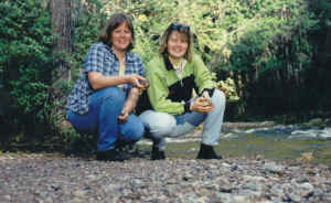 Kristin and Hild on a mission: looking for rocks to paint.  Steamboat Springs, Colorado, 2001.