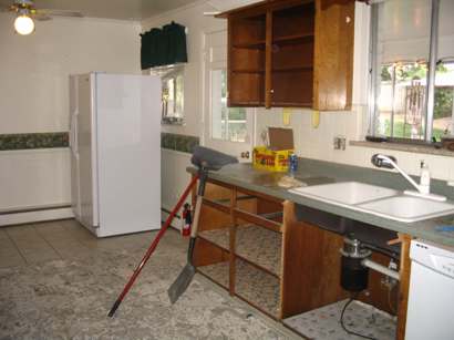 Kitchen half way through demolition.