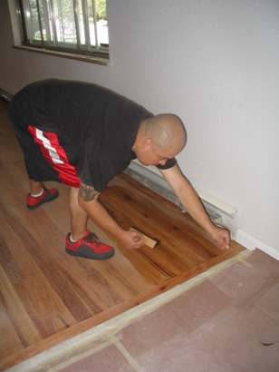 Finishing the floor.