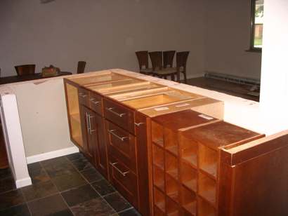 Cabinets in place.