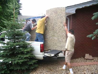 Moving big counter top.