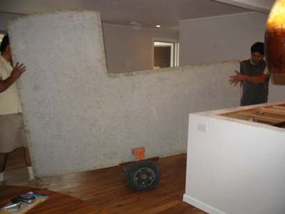 Aligning the granite.