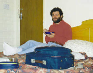 Rob in luxury: Muesli in bed in Alice Springs.