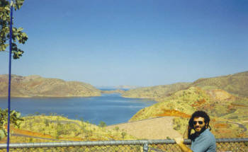 Rob at the wonderful, blue Lake Argyle and the rather small Ord River Dam.