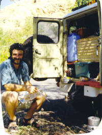 A normal lunch set-up.  Eating out the back of Lionel at Lake Argyle.