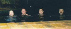 A late night swim.  Hild, Rob, Kirrily and Stewart at Marrakai Appartments.