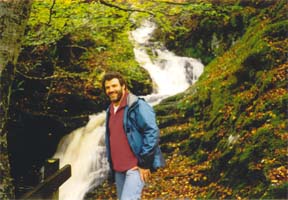 Rob at one of the many spectacular waterfalls in Aberfeldy.