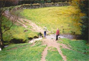 Erik and Hild playing chicken across Glassie beck.