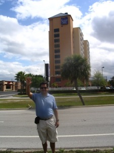 Alvaro outside our hotel - SleepInn.