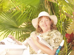 Kristin relaxing by the pool in Fort Lauderdale.