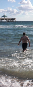 Rob swimming on Deerfield Beach