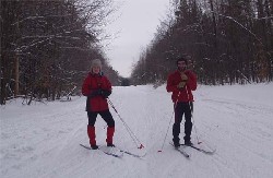 Rob and Hild skiing on Connecticut Hill.