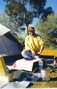 Rob in the kitchen at Ayers Rock Campground.