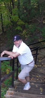 Rob climbing the stairs to Parliament Hill