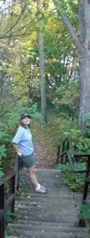 Hild climbing the stairs to Parliament Hill