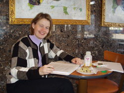 Hild working hard - in the coffeeshop...