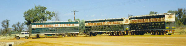 Lionel showing off with a typical Road Train in Kununurra.  'Hey, I can pull this!  No Worries!'.