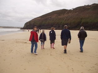 Potter family on the beach.