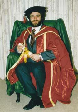 Rob graduates with a PhD as a Henry the 5th look-alike in 1991 - and with lots of knowledge of the secret life of potatoes!