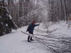 Rob performs outdoor work as in minor/major track maintenance clearing trees from the ski tracks.