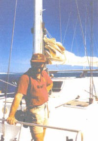Sailing is also on his list-of-loves - here the catamaran 'Wild Thing' off Coral Bay in Western Australia.