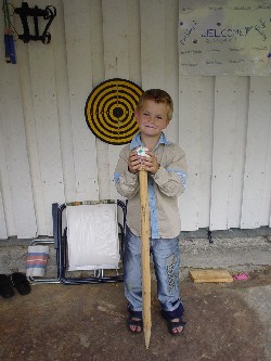 Bjrnar getting ready to play T-ball.