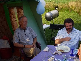 Olav and Rob eating dinner.