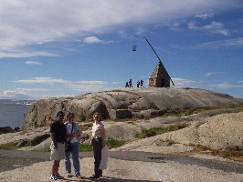 The very old light house, where a bonfire is lifted up in the air in a basket!