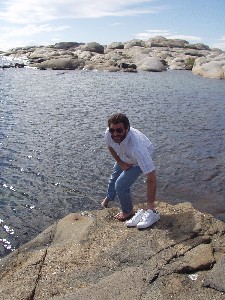 Rob realises that the water is NOT warm enough for a swim!