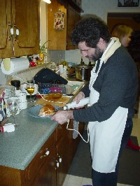 Rob carving turkey.