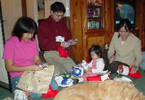 Everybody opening presents.